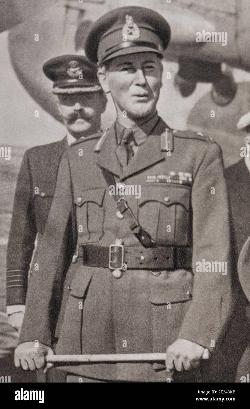 General sir Alan Cunningham. His crushing victory over the Italians in Abyssinia will free all of East Africa. Stock Photo