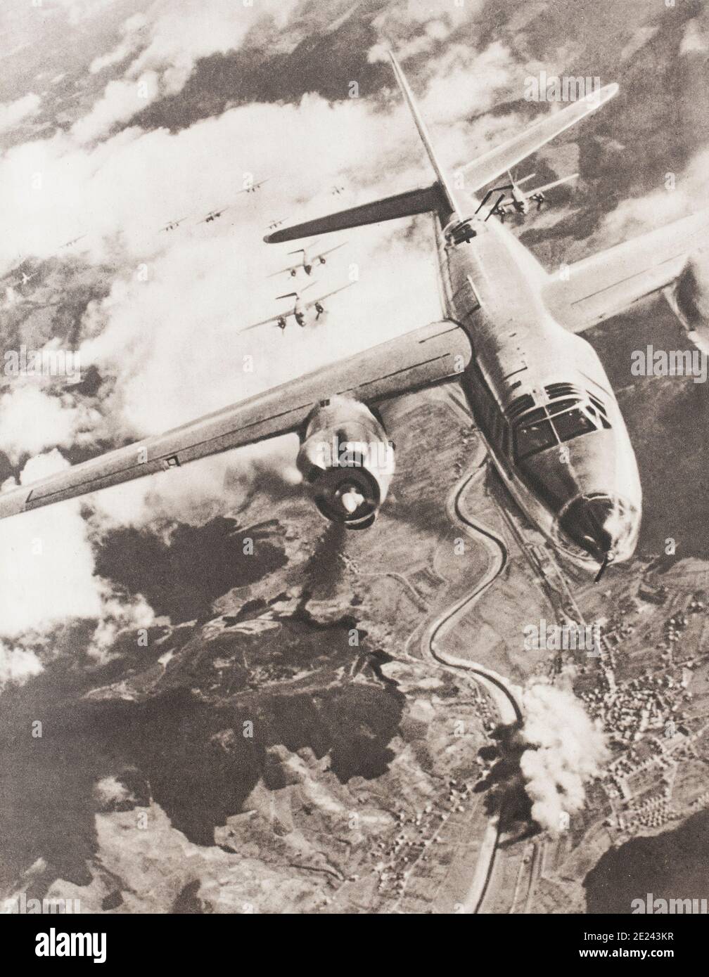 A group of 'B-26 Marauders' (an American twin-engined medium bomber) belonging to the Tactical Air Force attacked an important railway junction in Has Stock Photo