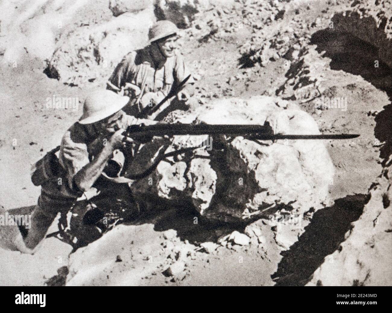 WWII period, North Africa. Tobruk's resistance. Polish soldats are part of the heroic Garrison. Stock Photo
