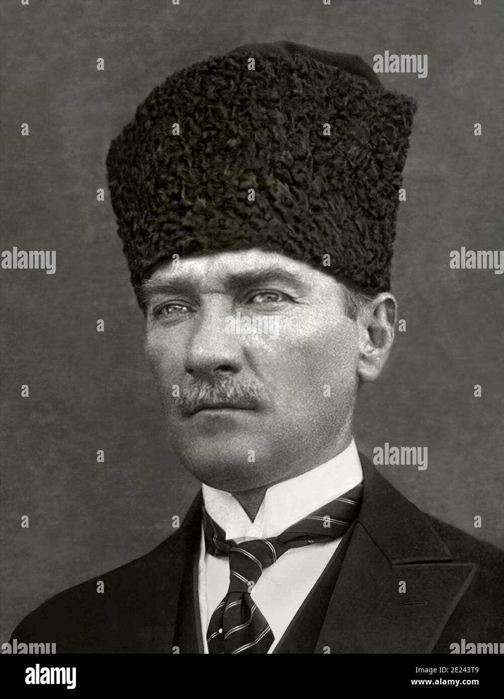 Kemal Atatürk  (until 1934: Mustafa Kemal Pasha; after 1935: Kamâl Atatürk; 1881 – 1938), commonly referred to as Mustafa Kemal Atatürk, was a Turkish Stock Photo