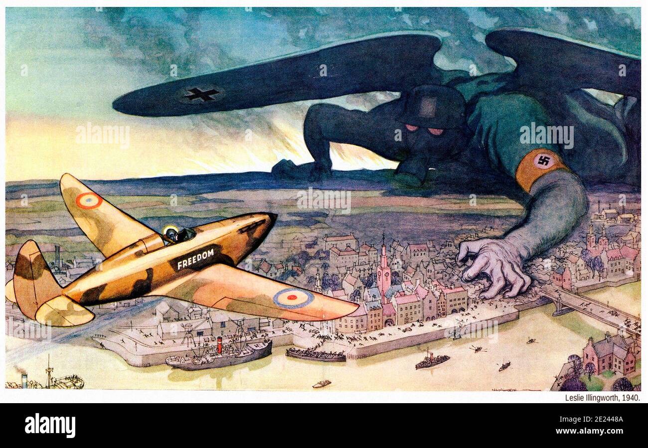 Retro poster from the WW2 time period. The Battle of Britain. 1940 Stock Photo