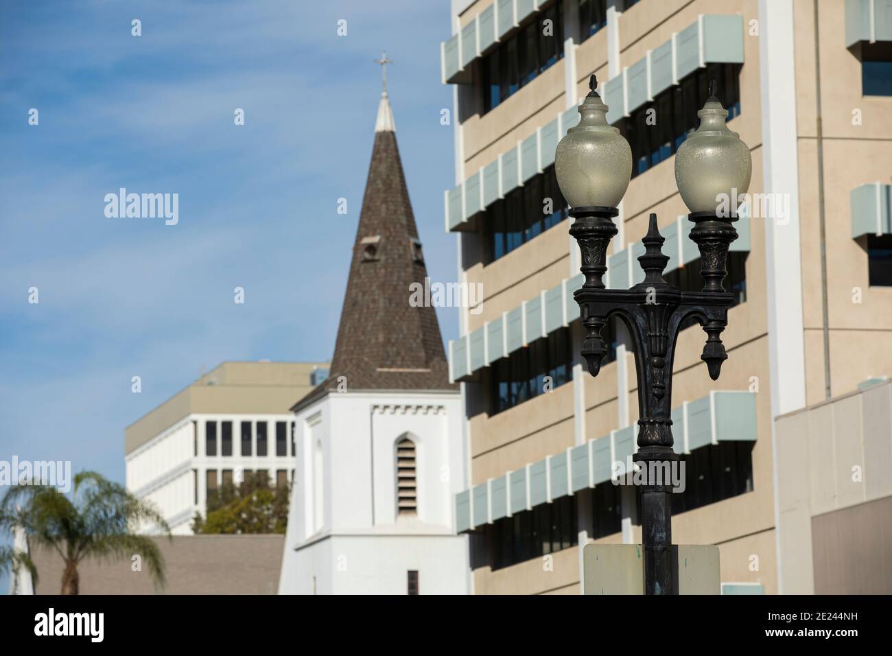 Sun shines on the historic downtown district of Santa Ana, California, USA Stock Photo Alamy