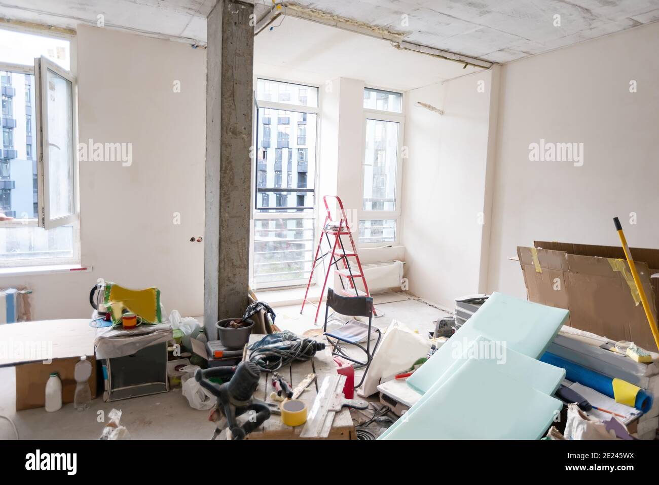 gypsum walls in apartment is under construction, remodeling, renovation