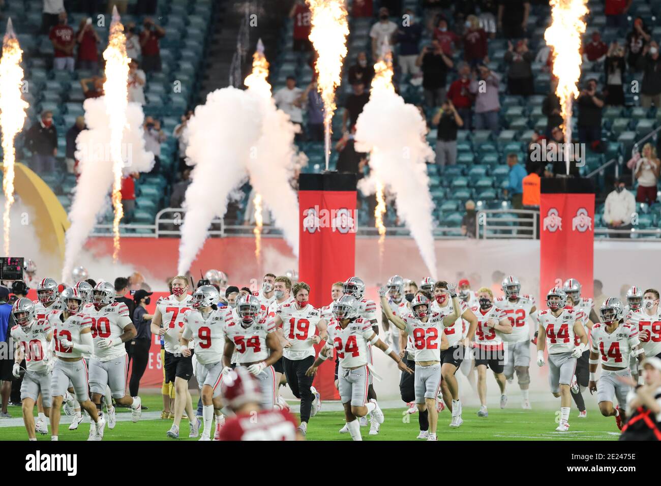 January 11, 2021: Ohio State takes the field during the College Football Playoff National Championship at Hard Rock Stadium in Miami Gardens, Florida. Credit: Cory Knowlton/ZUMA Wire/Alamy Live News Stock Photo