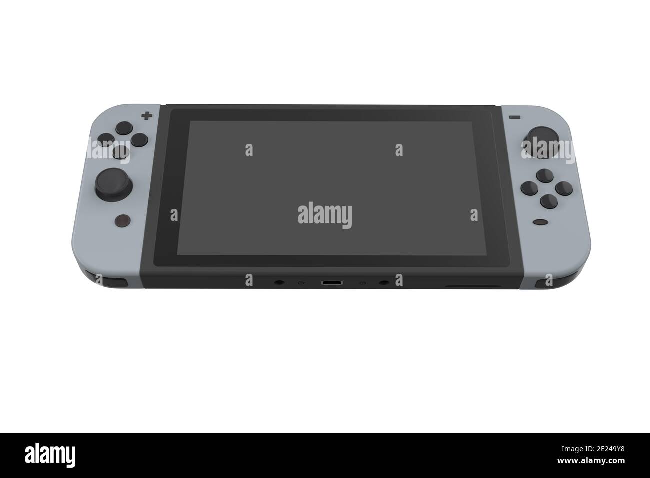 Realistic video game controllers attached to touch screen isolated on