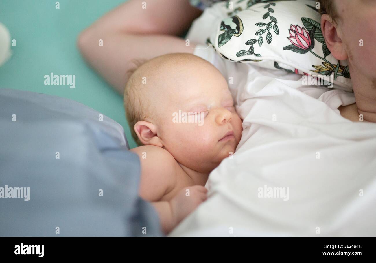 Sleeping newborn baby Stock Photo