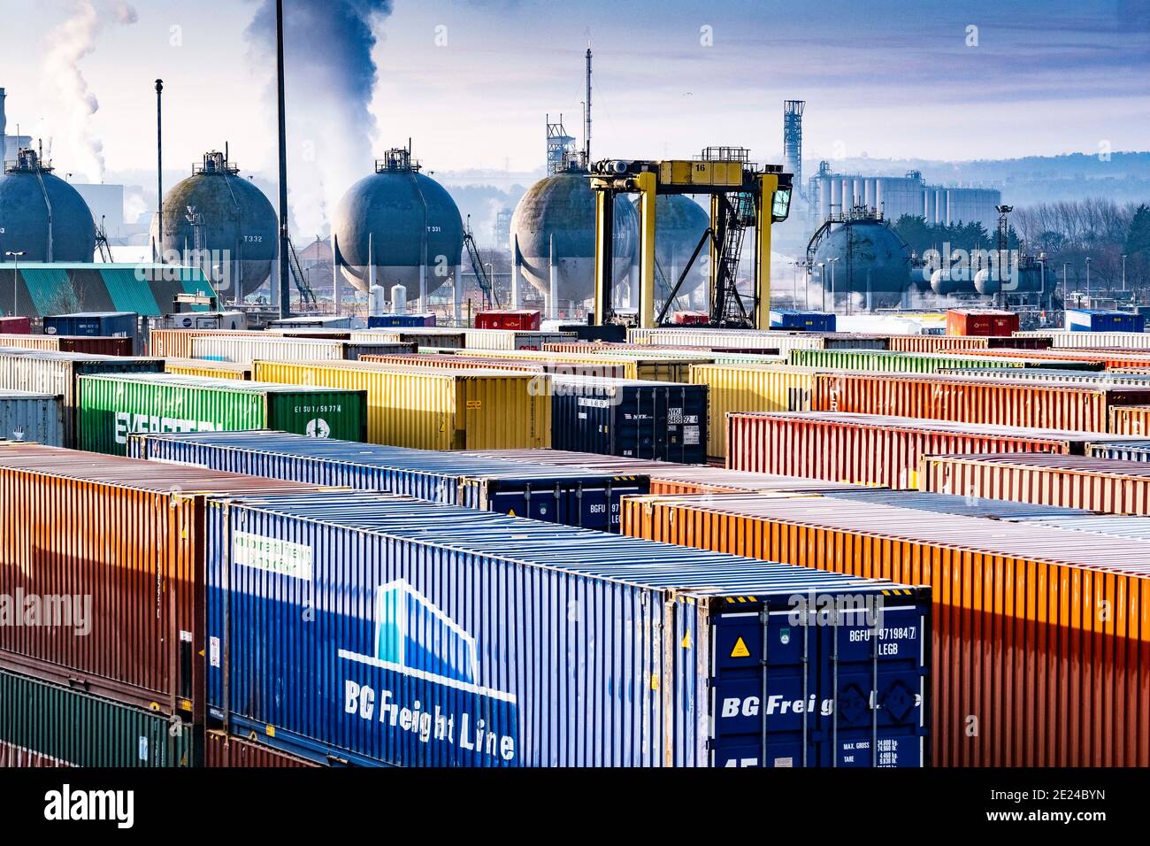 Shipping Containers in port Stock Photo Alamy