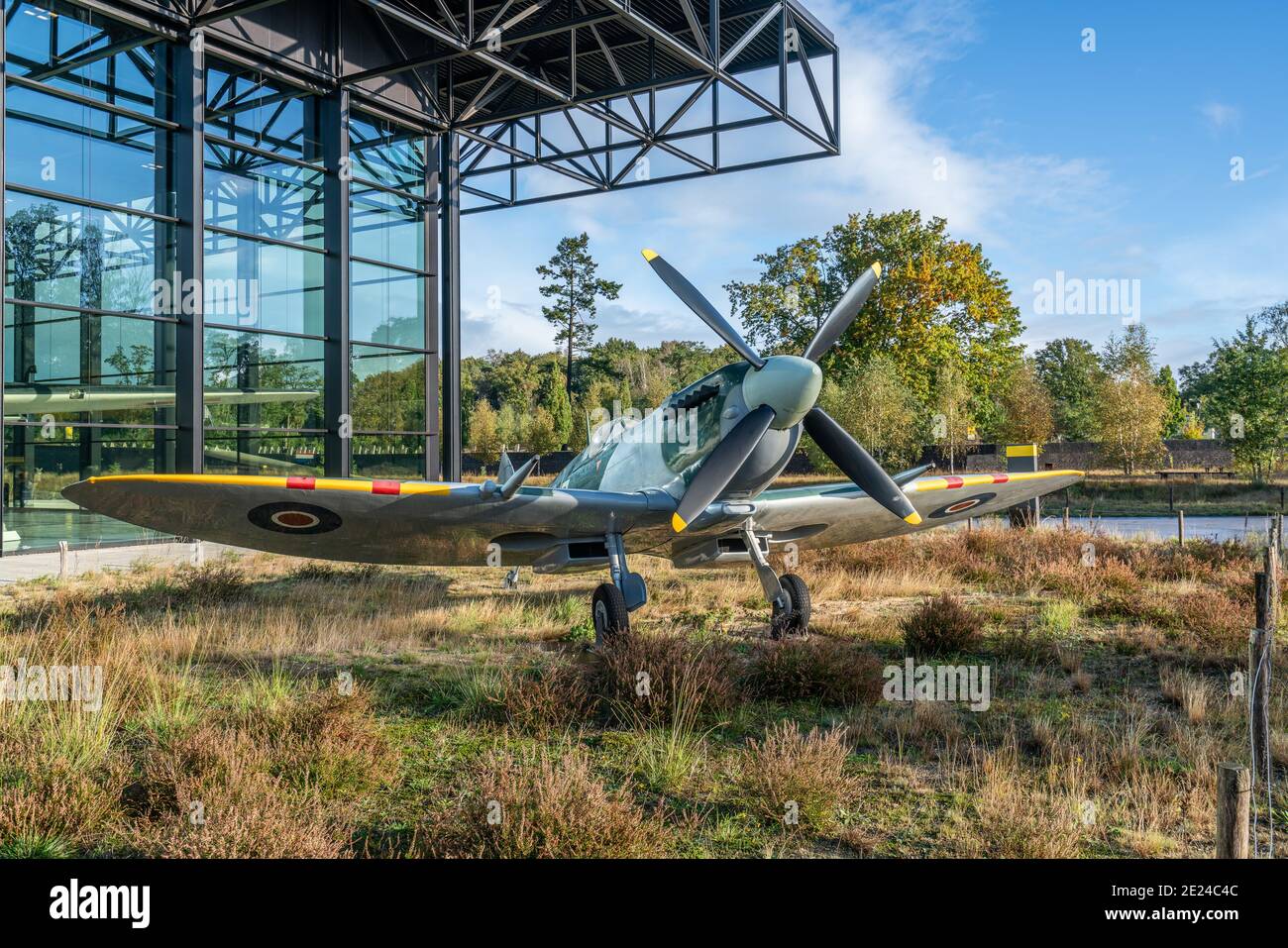 SOESTERBERG, NETHERLANDS - Nov 10, 2020: SOESTERBERG, NETHERLANDS - november 10, 2020: Supermarine Spitfire is a British single-seat fighter aircraft Stock Photo