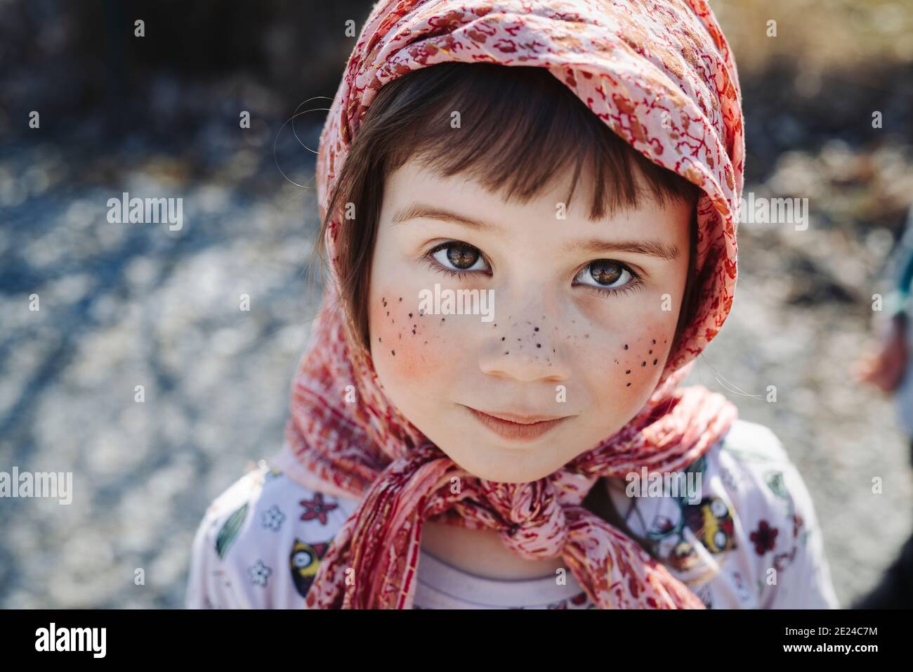 Portrait of girl dressed up as Easter witch Stock Photo