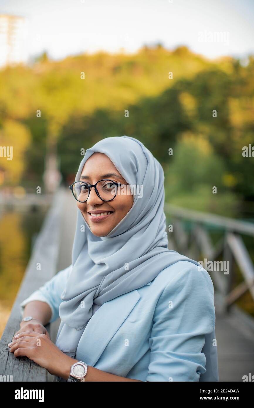 Happy hijab woman hi-res stock photography and images - Alamy