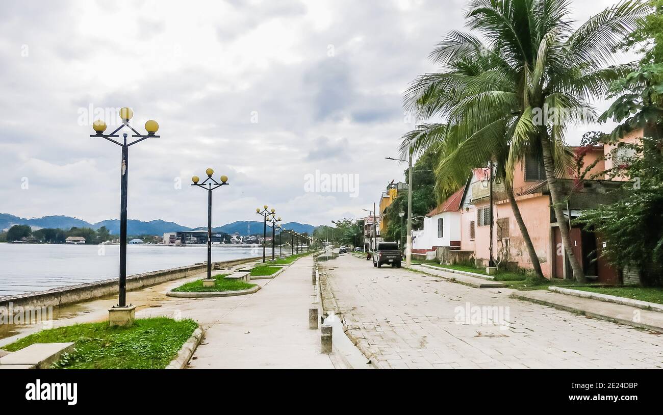 The old part of the city in colonial style with narrow cobblestone