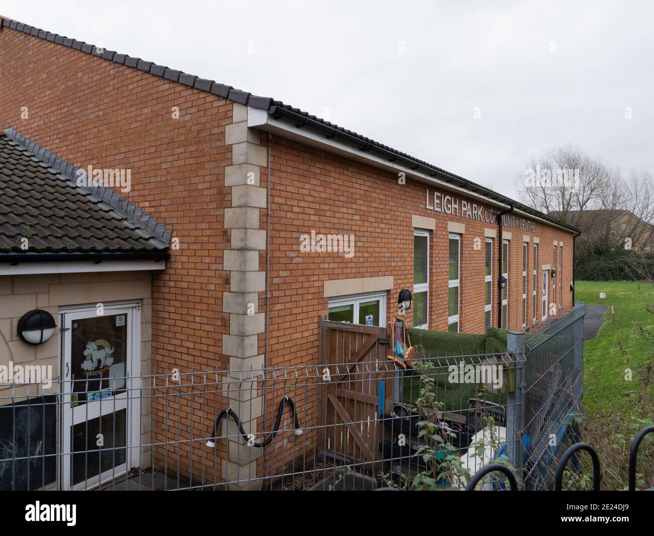 Leigh Park Community Centre on a very dull day near Westbury, Wiltshire