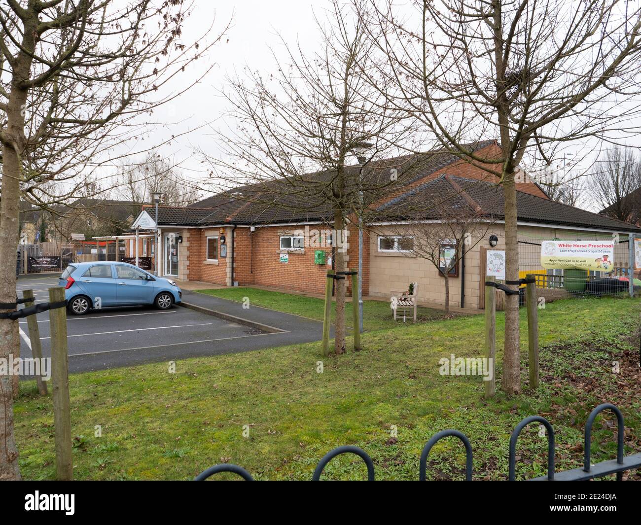 Leigh Park Community Centre on a very dull day near Westbury, Wiltshire, England, UK. Stock Photo