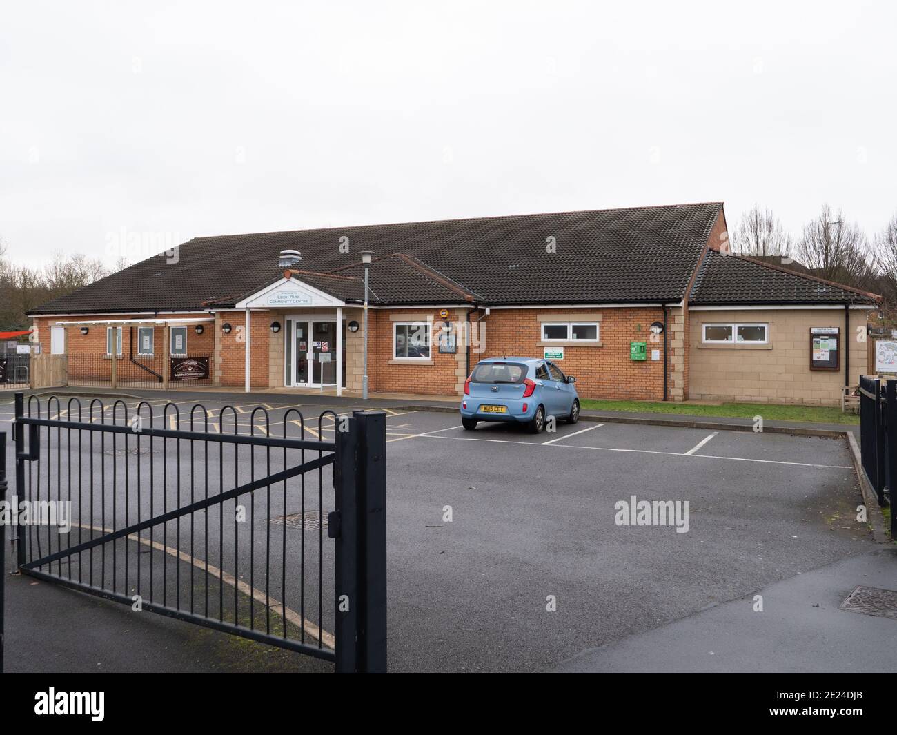 Leigh Park Community Centre on a very dull day near Westbury, Wiltshire