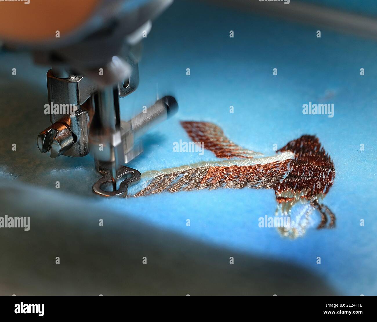 modern computerised embroidery sewing machine in action Stock Photo Alamy