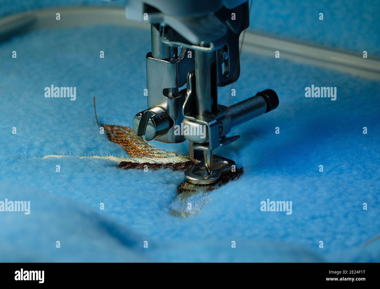 modern computerised embroidery sewing machine in action Stock Photo Alamy