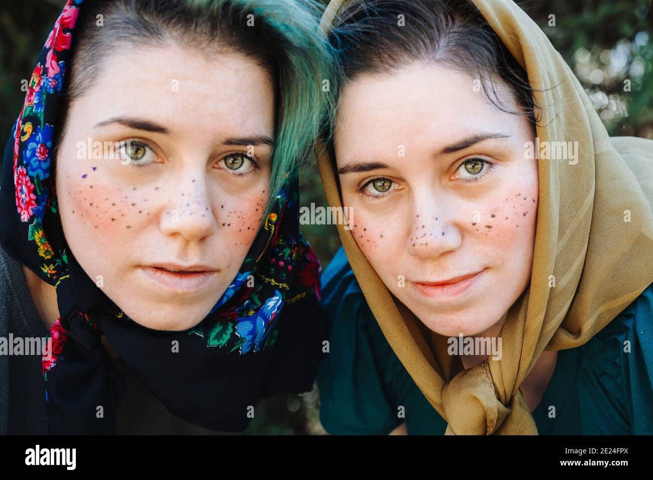 Women dressed as Easter witches Stock Photo