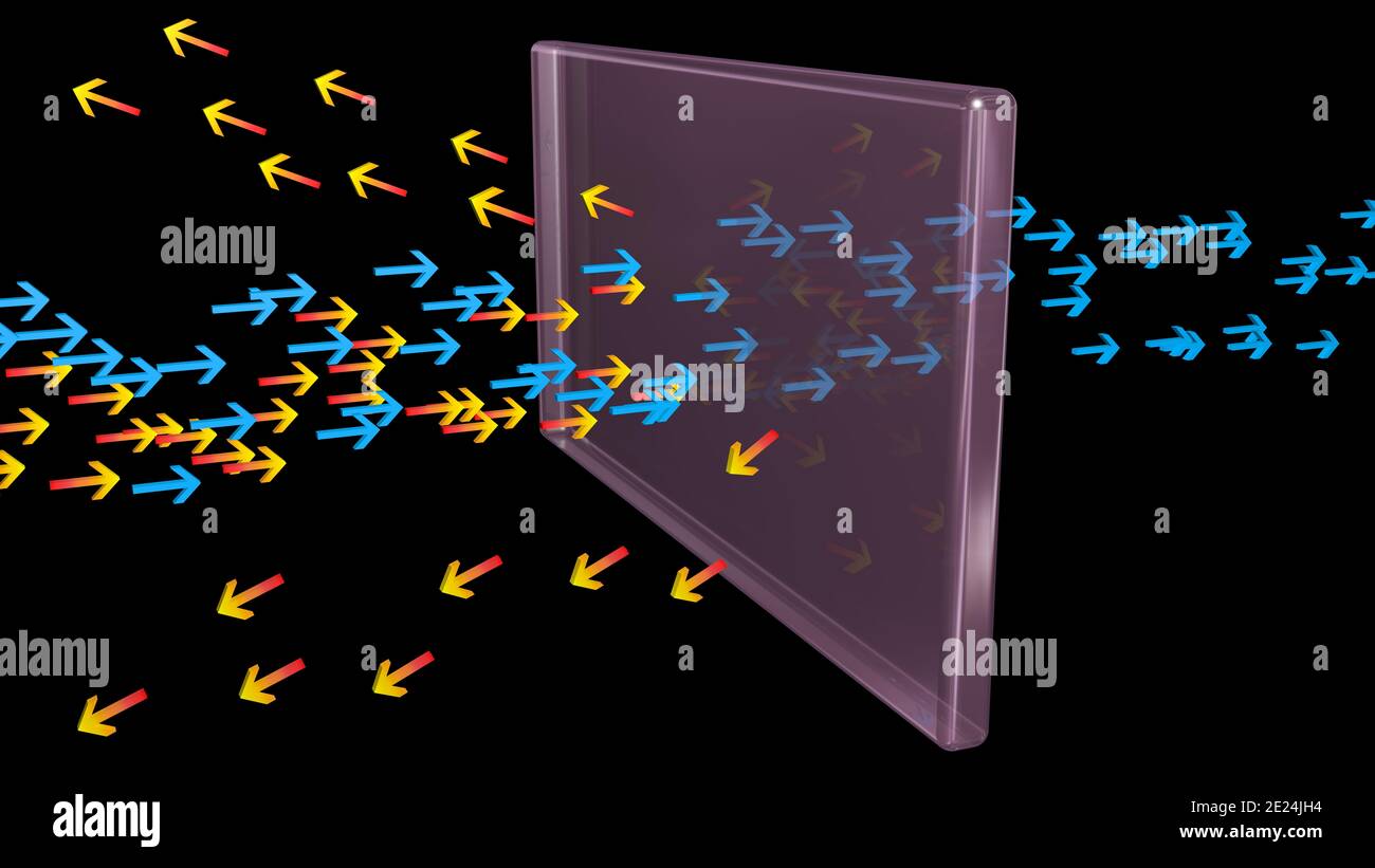 Ultraviolet light rays reflected off surface . 3d rendering illustration Stock Photo