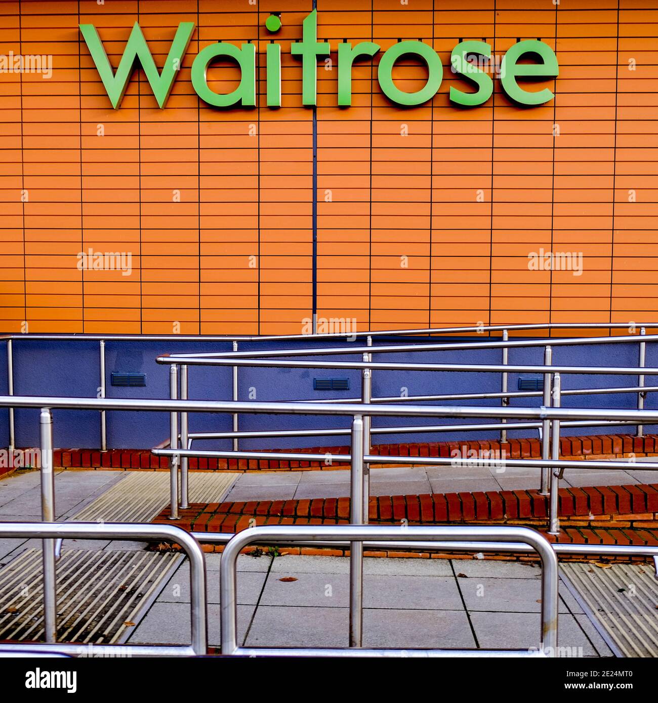 London UK, January 07 2021, Waitrose Food Supermarket Sign Or Logo Outside A Store Front With No People Stock Photo