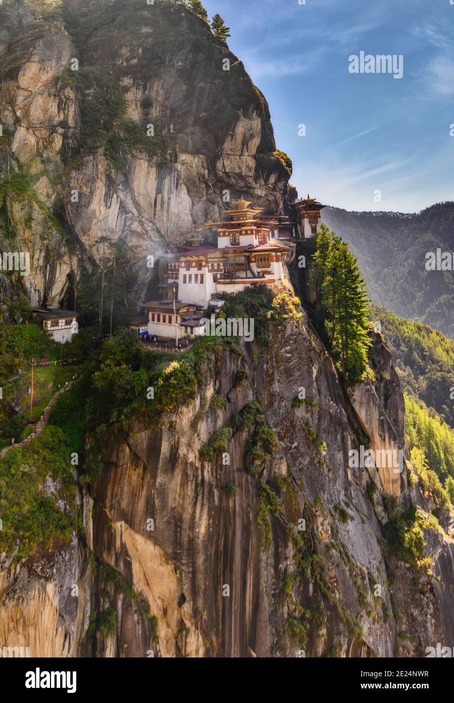 Taktsang Monastery on mountain ledge, Bhutan Stock Photo