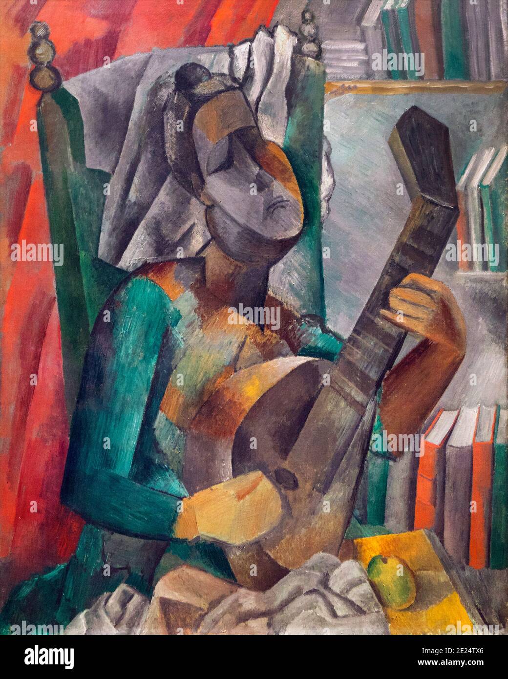 Woman with a Mandolin, Pablo Picasso, 1909, State Hermitage Museum, Saint Petersburg, Russia Stock Photo