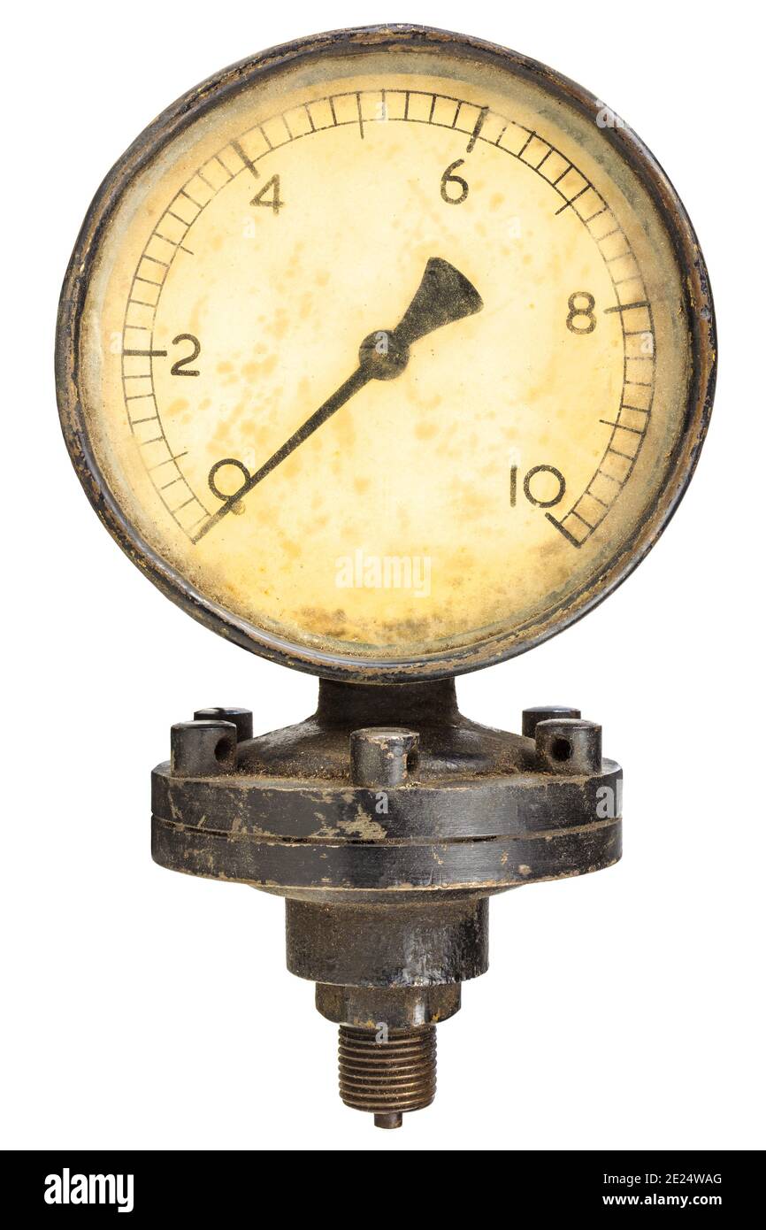 Old industry display mano meter isolated on a white background Stock Photo