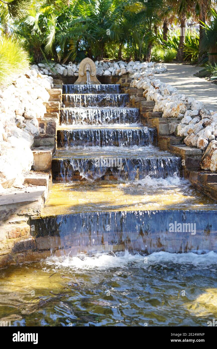 cascading water feature in gardens of Rosalind park Australia Stock ...