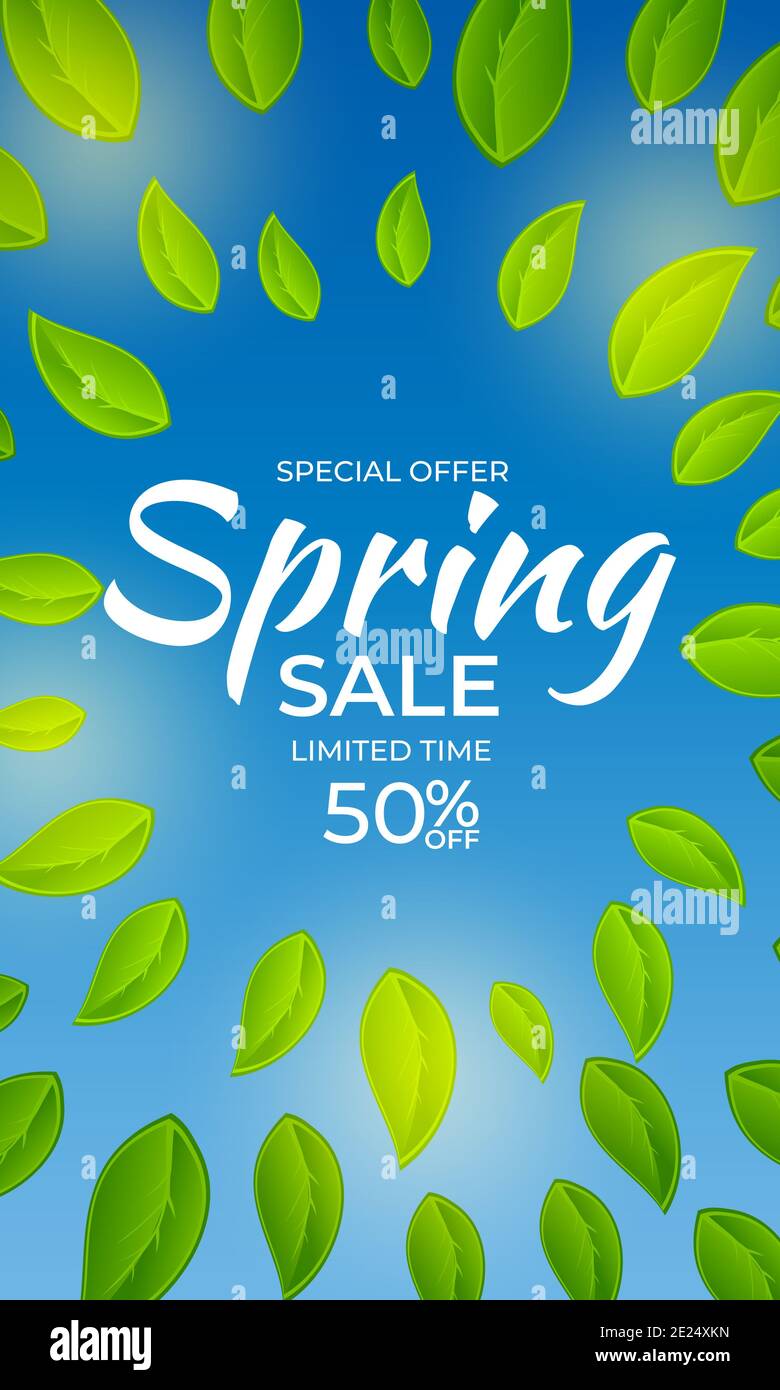 Natural Light Spring Sale Poster Banner Background with Green Sunny ...