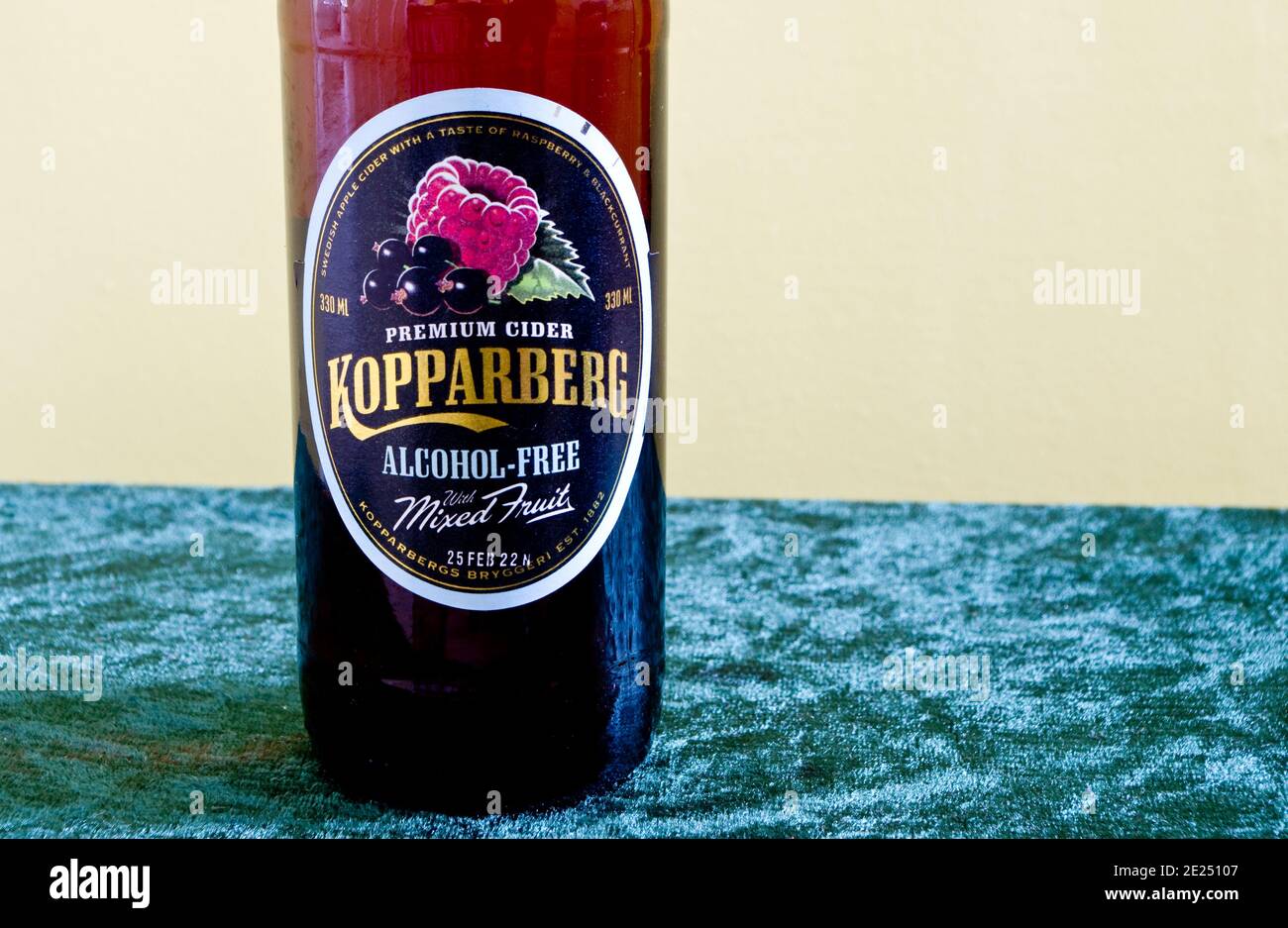Bottle of Kopparberg Alcohol Free Mixed Fruit Premium Cider Stock Photo Alamy