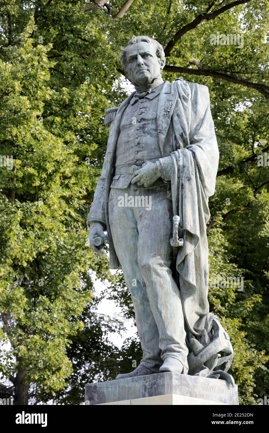 Colmar, Alsace, France. Statue of Armand Joseph Bruat (1796-1855 - Amiral de France / French Admiral) Stock Photo