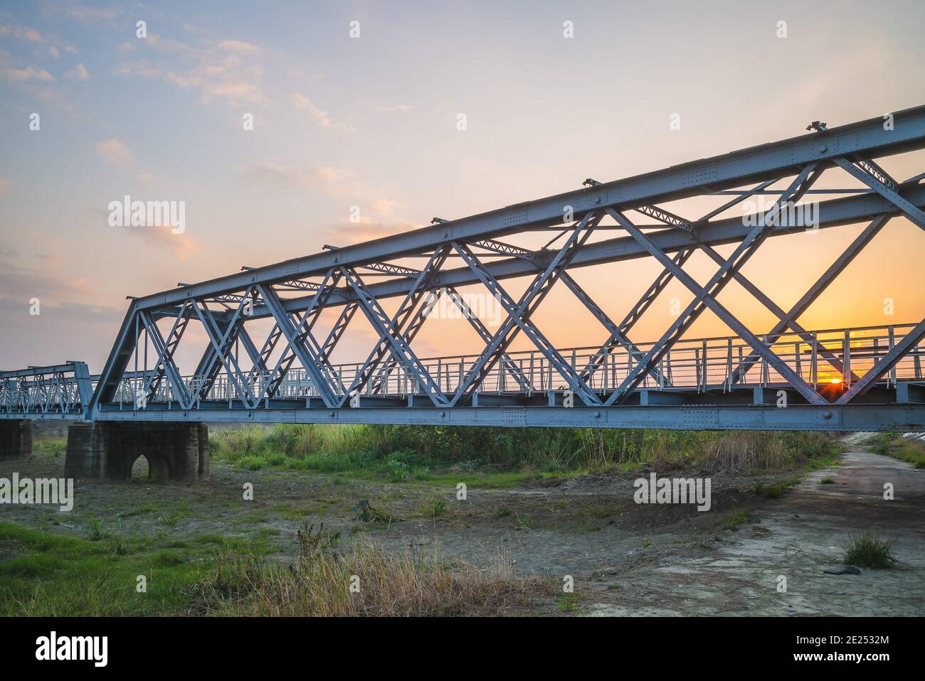 Heritage Steel Bridge at Huwei township, Yunlin county, Taiwan Stock Photo