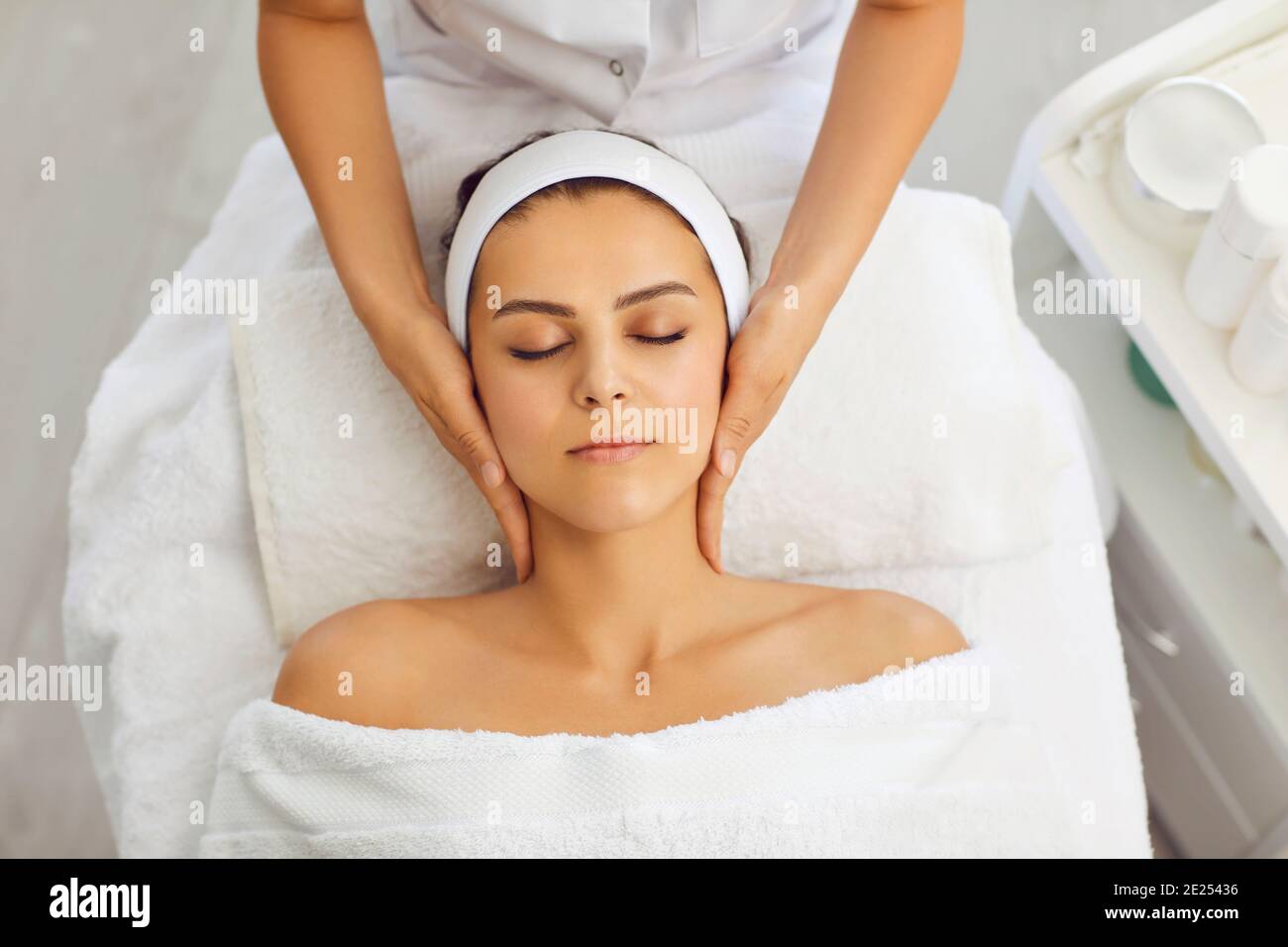 Beauty cosmetics facial relax wellness woman care hires stock