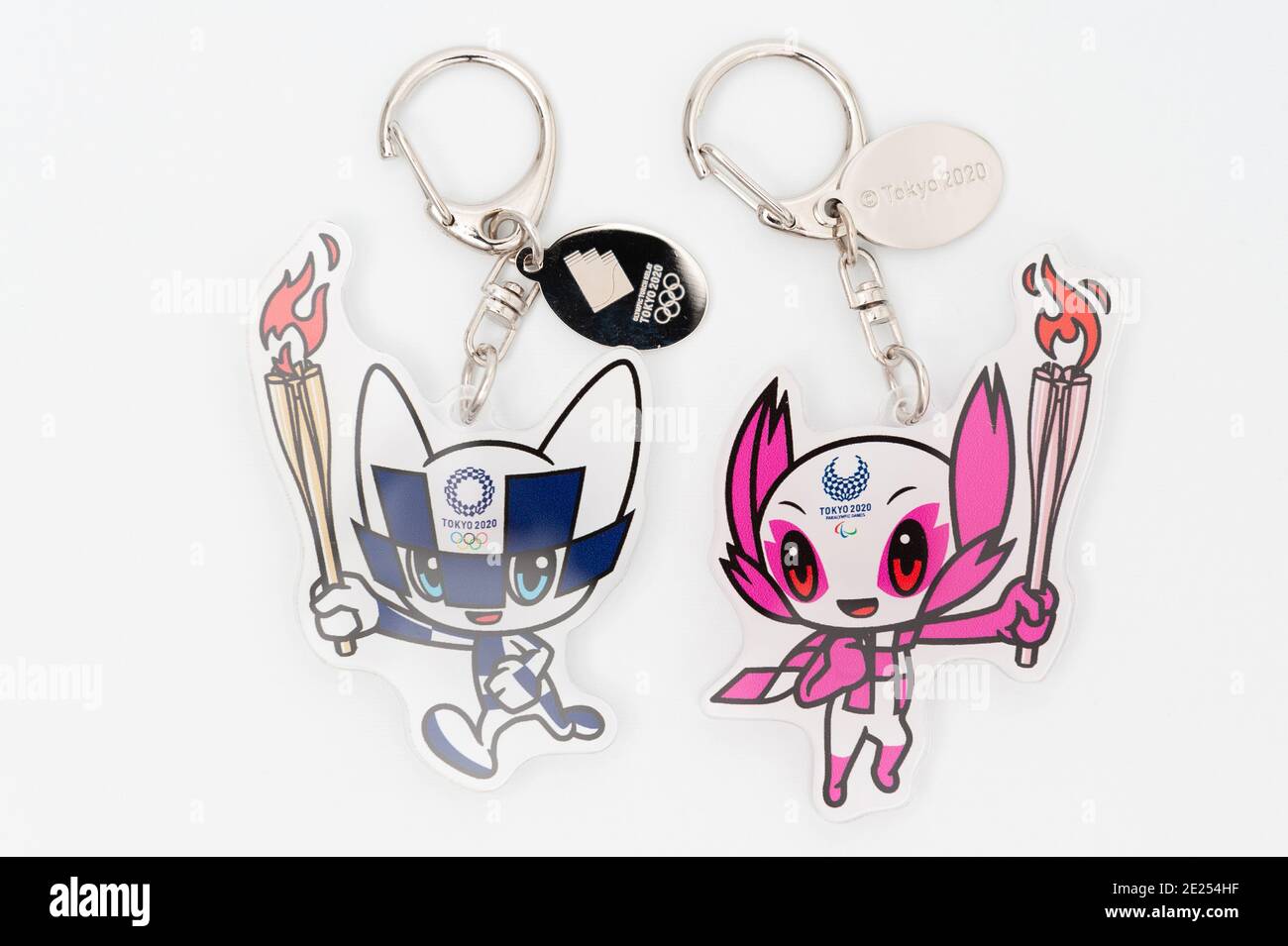 Tokyo Japan January 4 2021 2020 Tokyo Olympic Mascot Miraitowa And Someity Keychain Official Licensed Front View Isolated On White Background Stock Photo Alamy