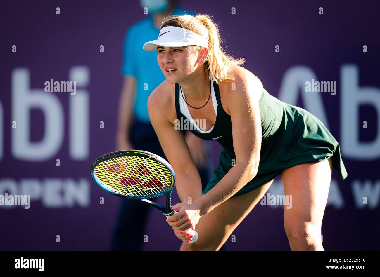 Marta Kostyuk of Ukraine in action against Sara Sorribes Tormo of Spain  during her quarter final match at the 2021 Abu Dhabi WTA W / LM Stock Photo  - Alamy