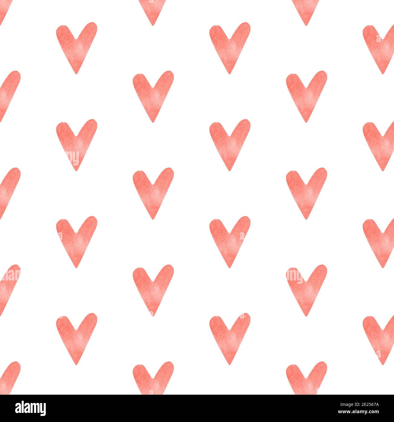 Seamless pattern with red watercolor hearts. Background romantic design ...