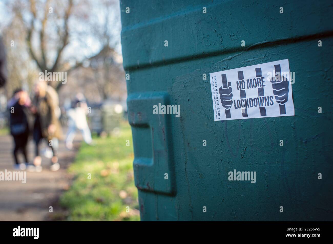 Anti-Lookdown sticker in London, England Stock Photo