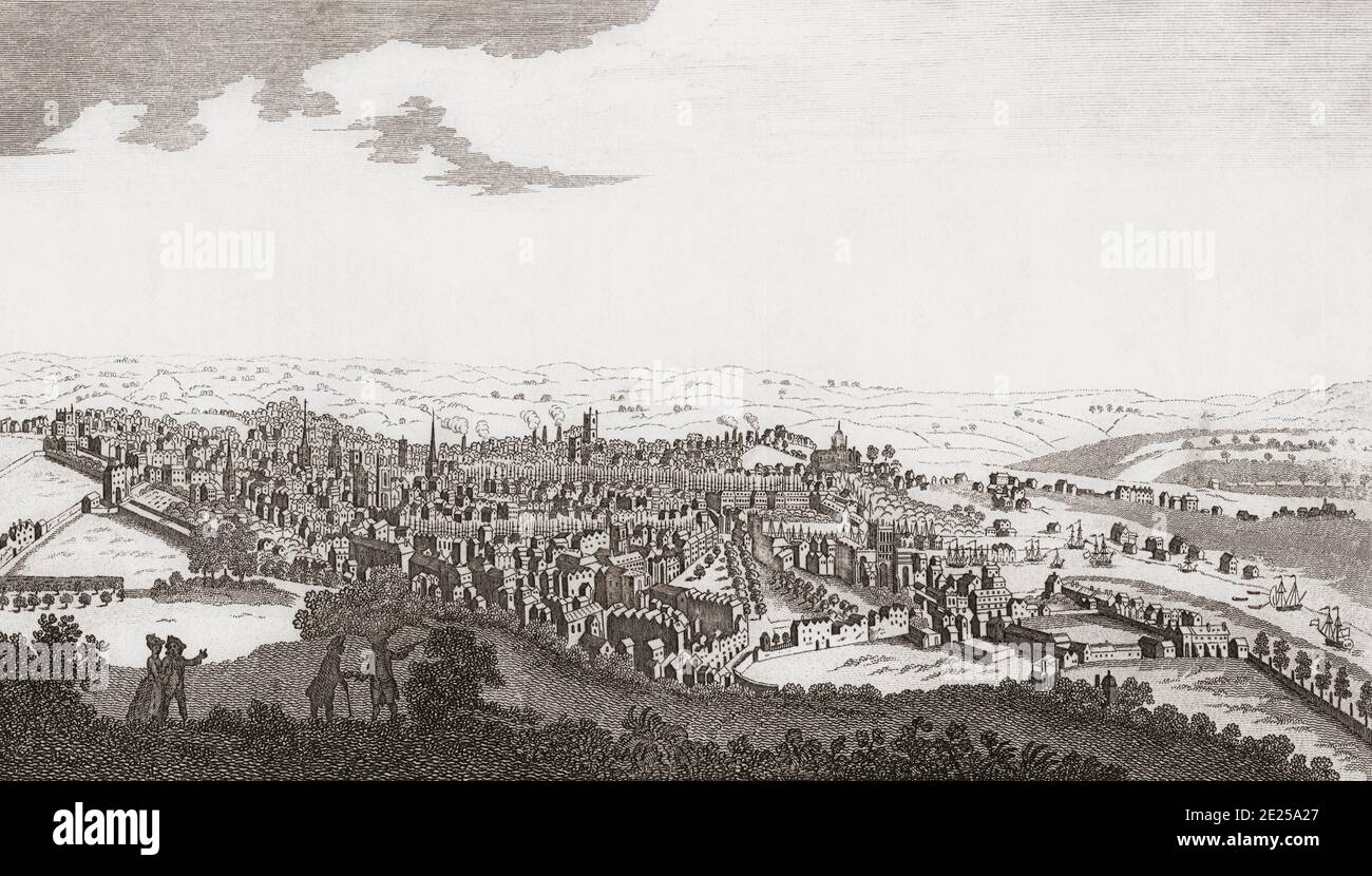 A Perspective of the City of Bristol.   After a mid-18th century work by an unidentified artist. Stock Photo