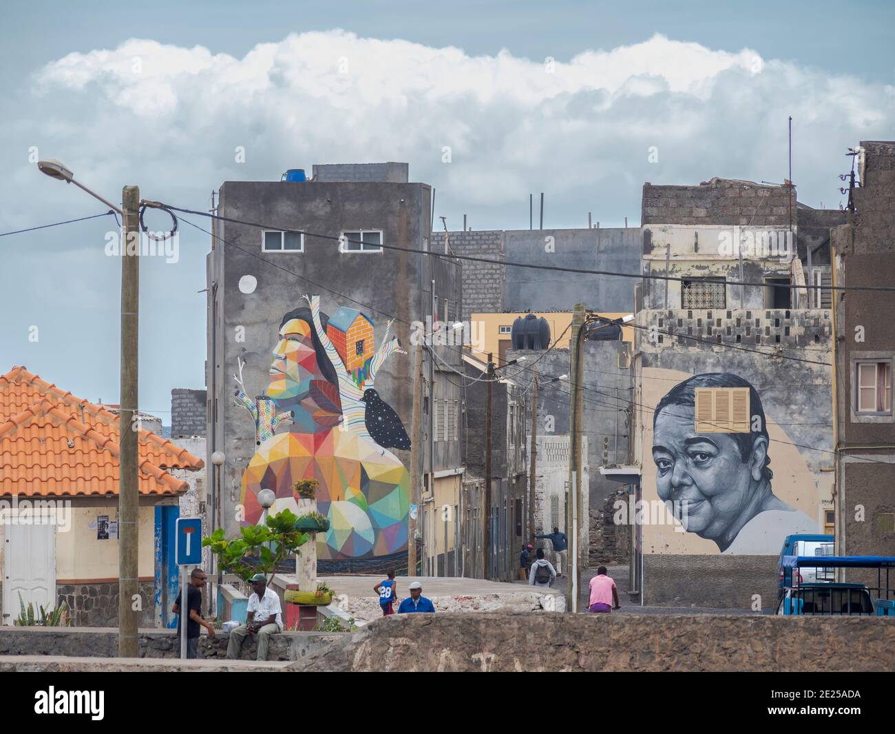 Grafitti in town Ribeira Grande on the island Santo Antao, Cape Verde in the equatorial atlantic. April Stock Photo