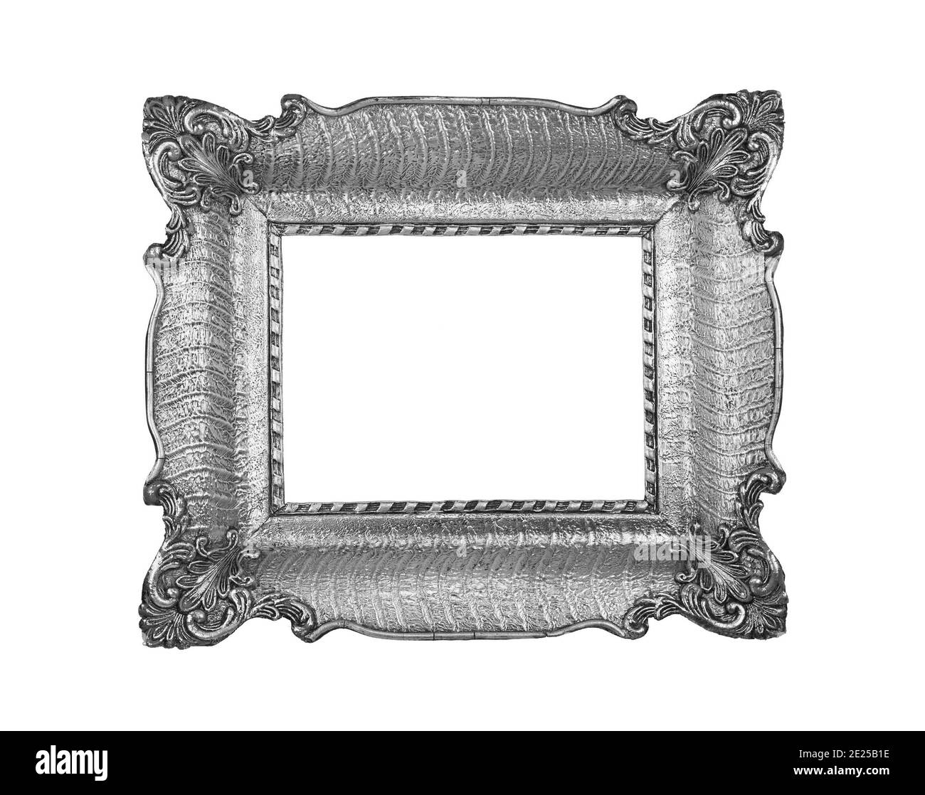 Silver Antique Frame Isolated with Clipping Path. Silver vintage frame