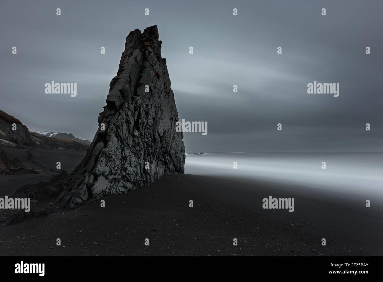 Single rocks, moony landscape of Iceland. Stock Photo