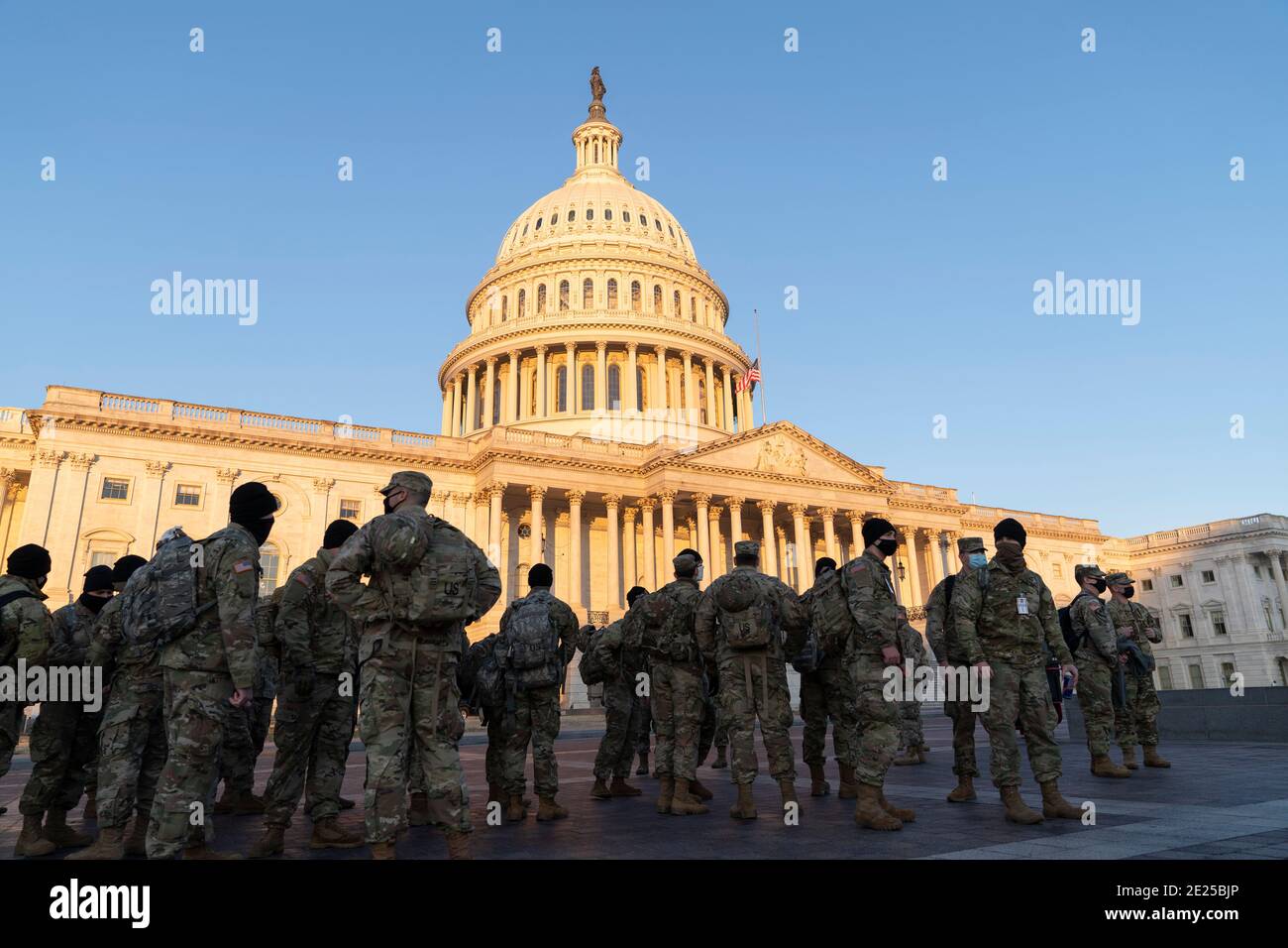 Washington DC- Members of the National Guard assemble on Capitol Hill. Photo Credit: Chris Kleponis/Sipa, USA. 12th Jan, 2021. Credit: Sipa USA/Alamy Live News Stock Photo