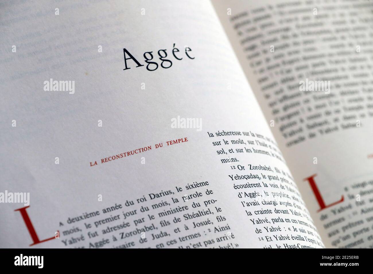 Holy bible in french. Old testament. Prophetic book. Haggai. France