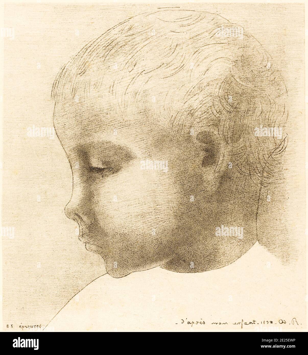 Odilon Redon, Mon Enfant (My Child), lithographic print, 1892 Stock Photo