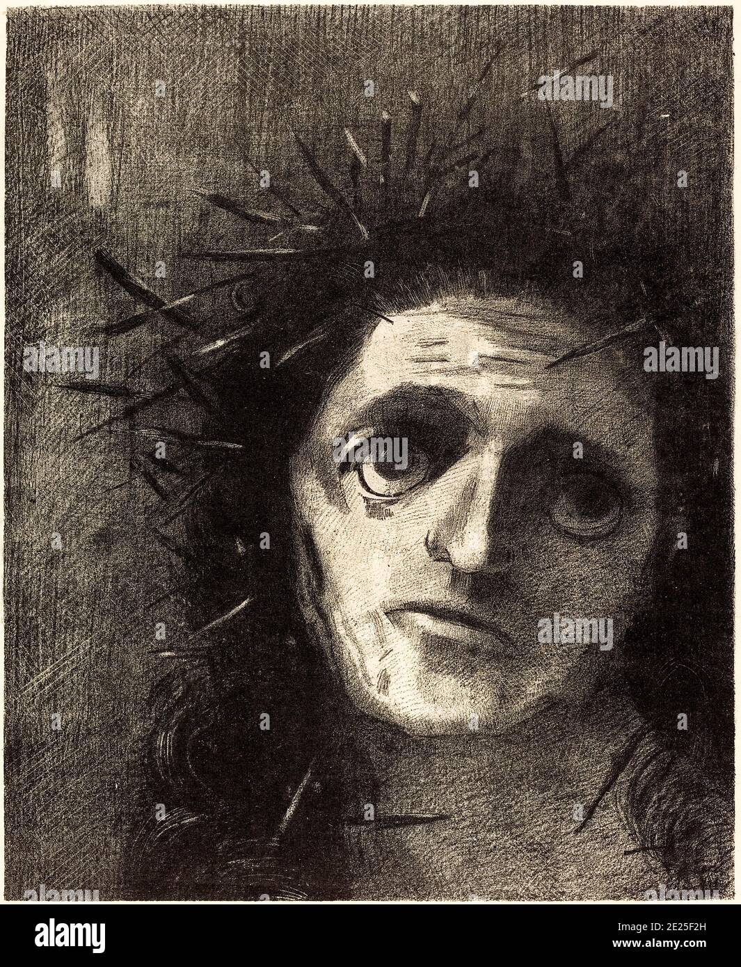 Christ, lithographic print by Odilon Redon, 1887 Stock Photo