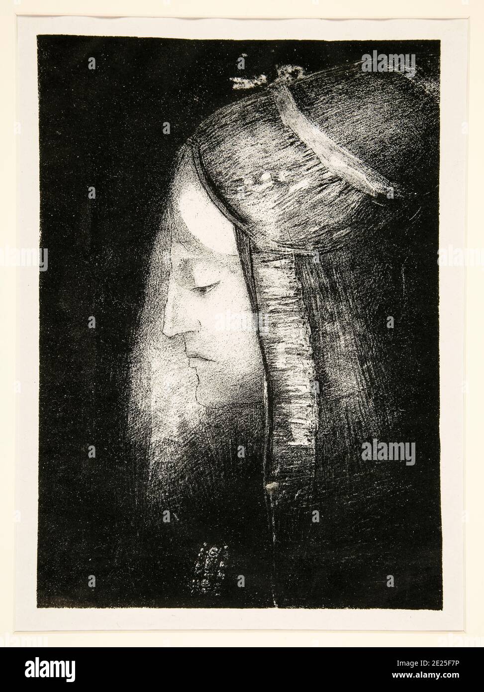 Odilon Redon, Profil de lumière (Profile of Light), lithograph, 1886 Stock Photo