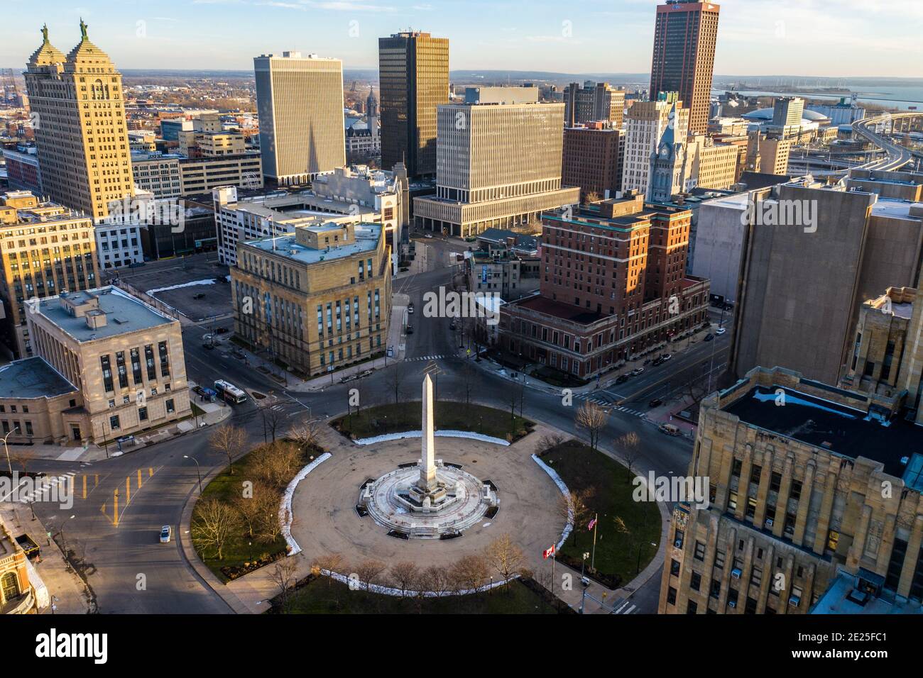 Niagara Square, downtown Buffalo, NY, USA Stock Photo