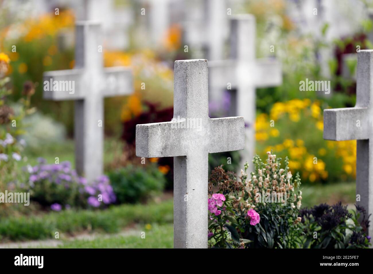 All Saints Day in a cemetery. Military cemetery. Second World War II.  Annecy. France. Stock Photo