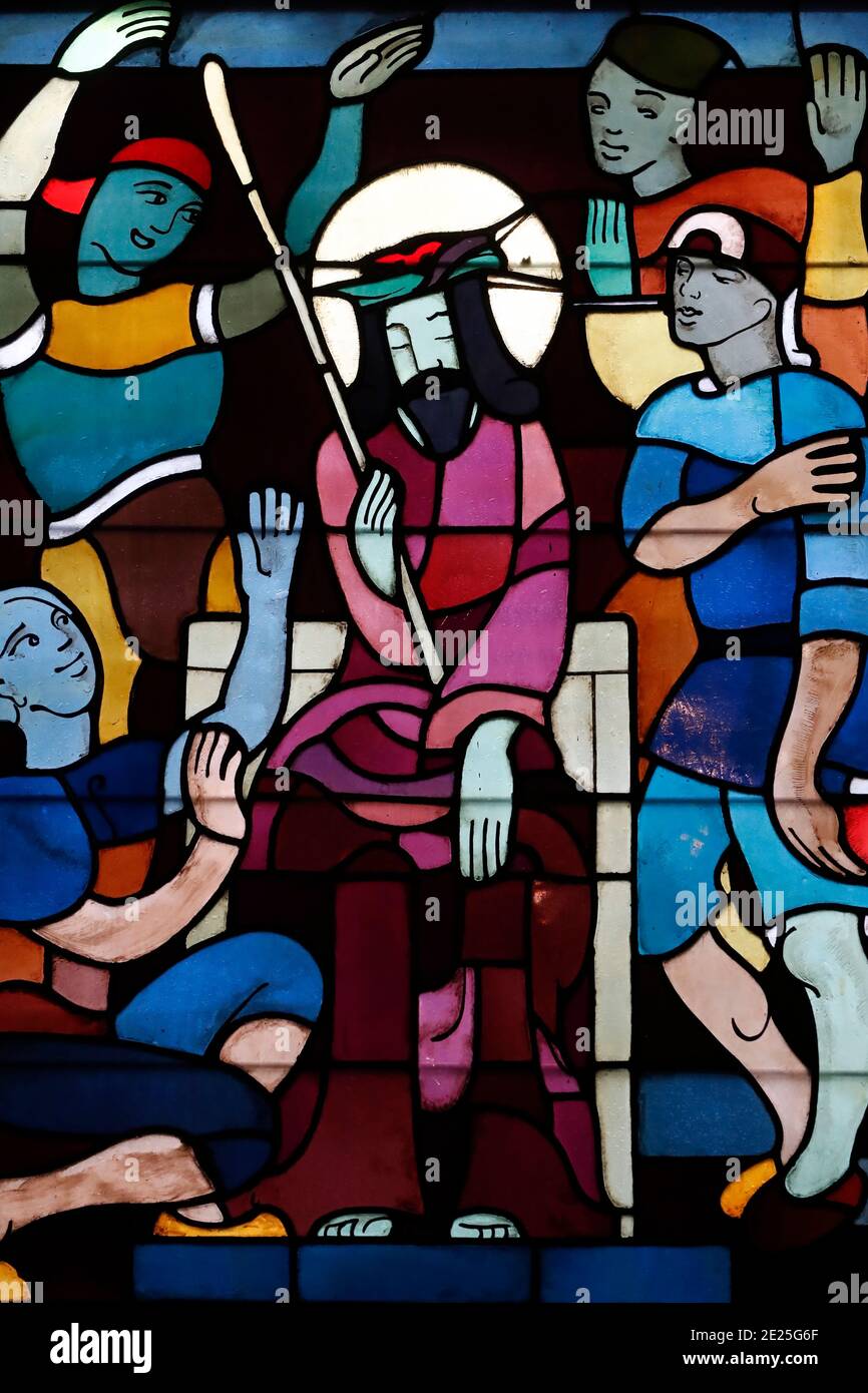 Sainte Therese Church Stained Glass Window Holy Week Passion Of Christ The Mocking Of Christ Jean Edouard De Castella Stock Photo Alamy Sainte Therese Church Stained Glass Window Holy Week Passion Of Christ The Mocking Of Christ Jean Edouard De Castella Stock Photo Alamy