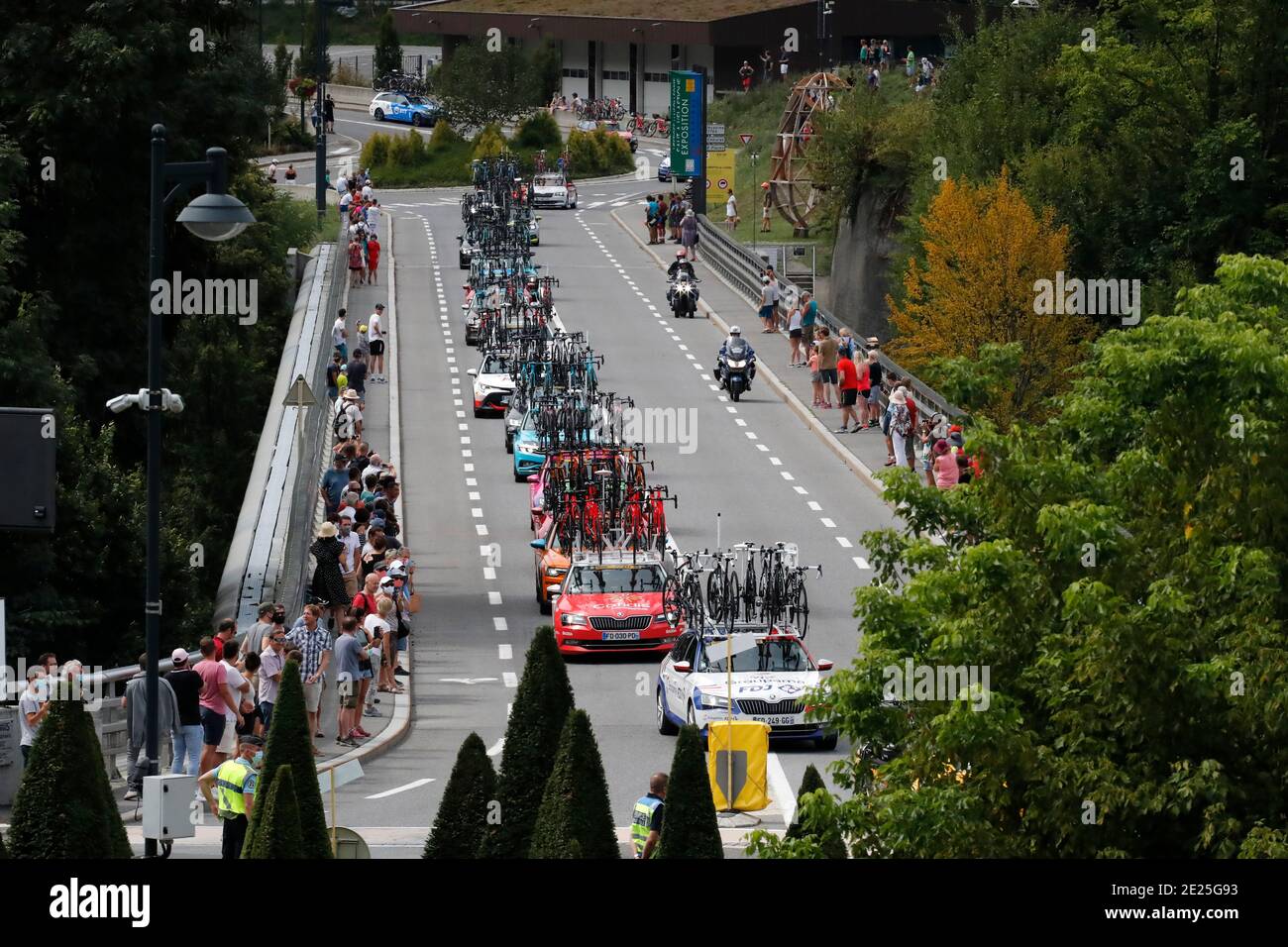 Criterium du Dauphine cycling race in the french Alps. Saint Gervais. France. Stock Photo