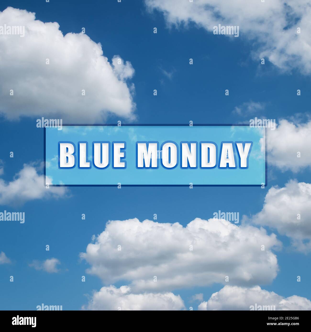 Blue Monday, the most depressing day of the year. Clouds sky background. Stock Photo